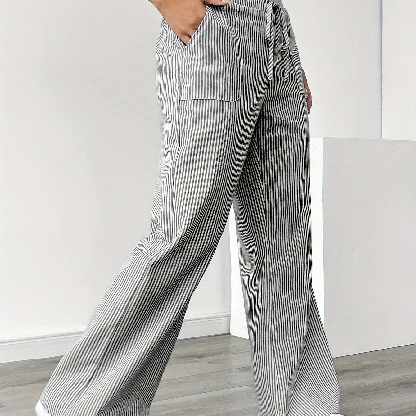 Pantaloni lounge a righe donna – vita alta e gamba larga