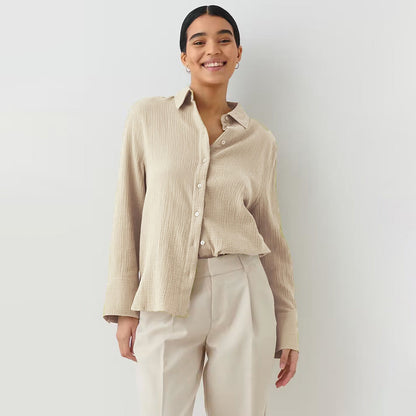 Camicia da donna in cotone Premium a maniche lunghe