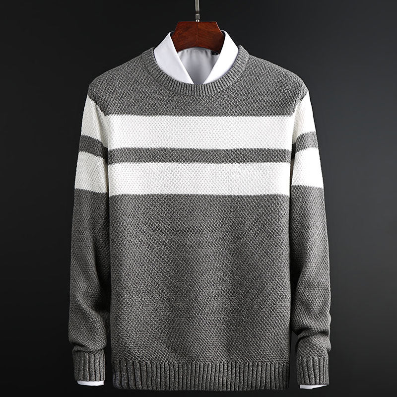 Maglione girocollo a righe da uomo - maglia comoda ed elegante