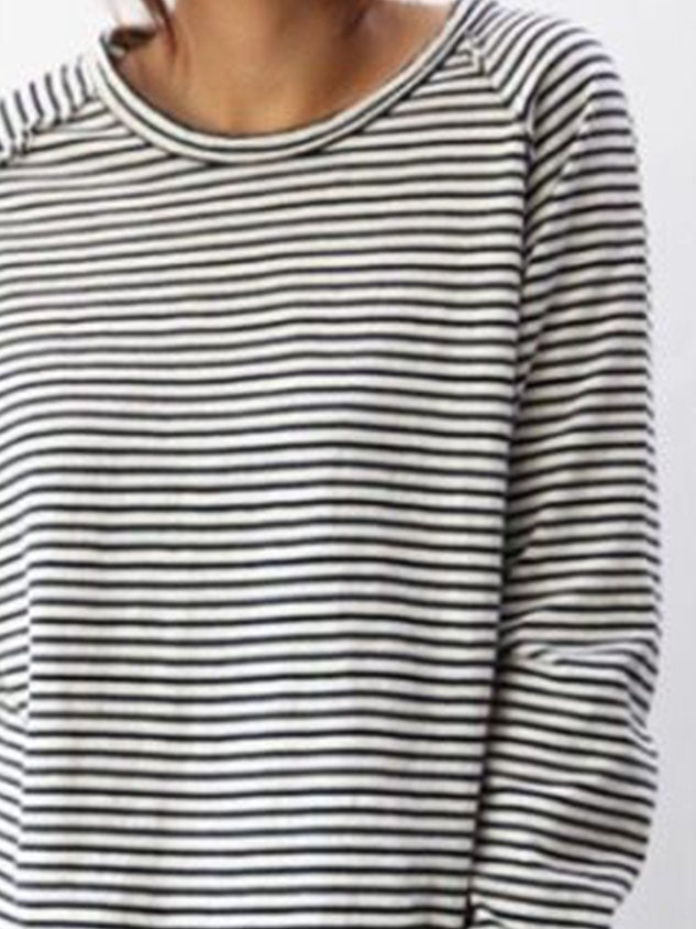 T-shirt a maniche lunghe a righe da donna - Top casual e comodo per tutti i giorni