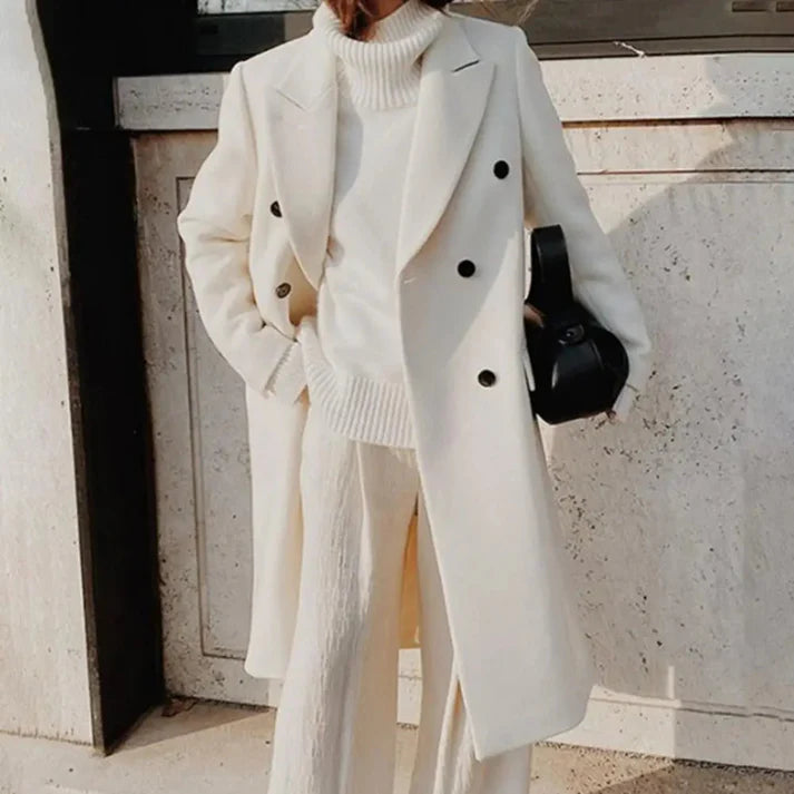 Cappotto lungo oversize in lana da donna per l'inverno - Cappotto caldo ed elegante