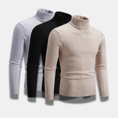 Maglia dolcevita da uomo in lana a coste