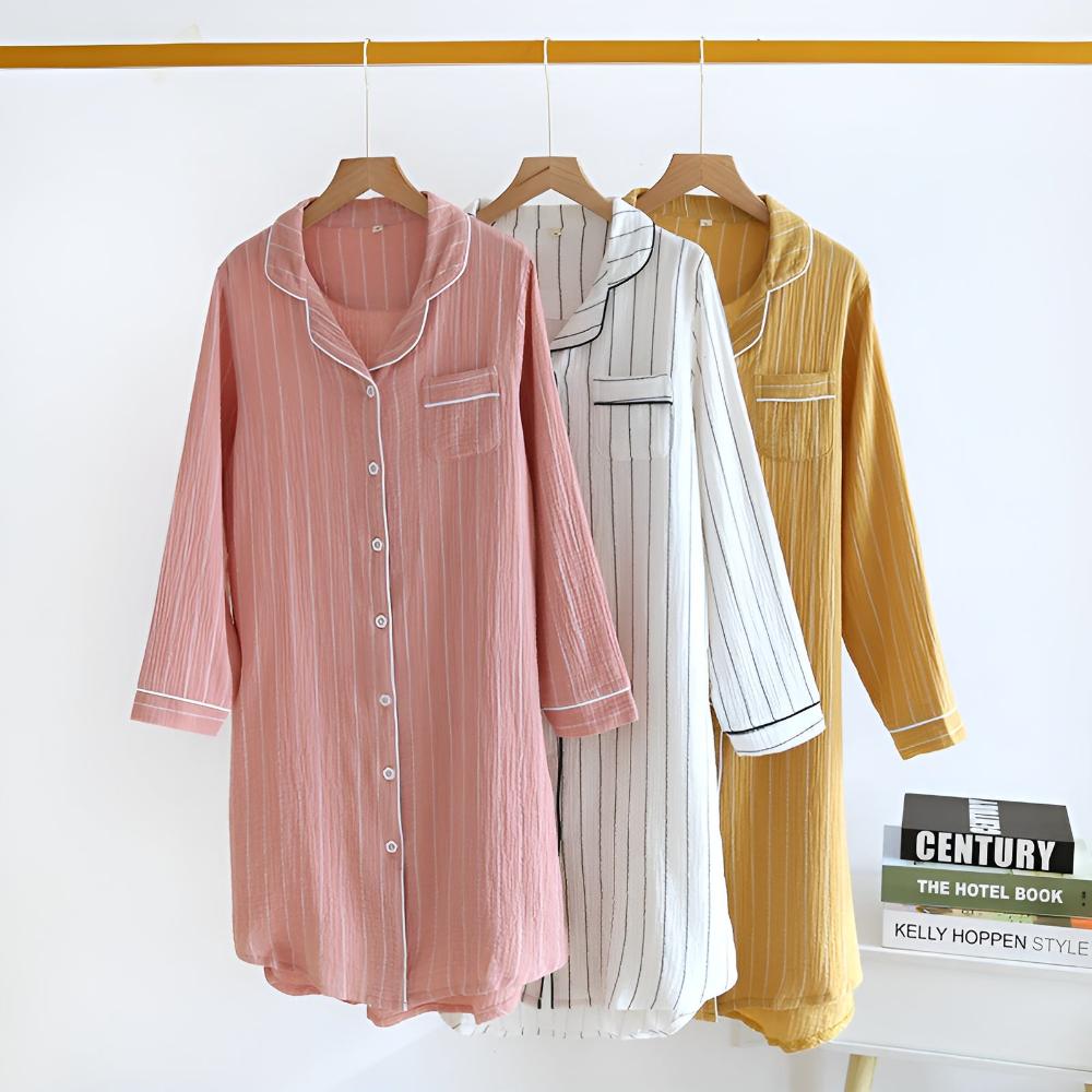 Pigiama camicia da donna – stile classico con maniche lunghe