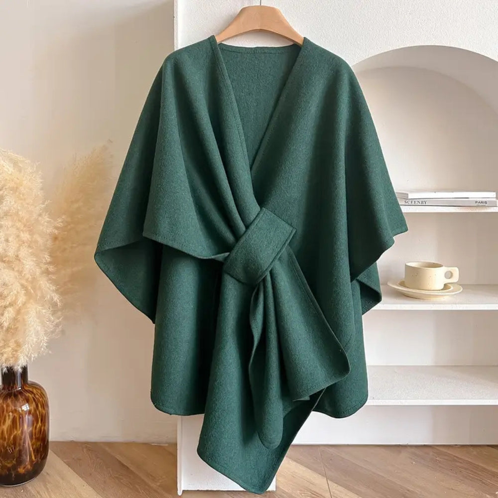 Cappotto elegante da donna con mantella Poncho invernale antivento - Giacca oversize calda con maniche lunghe, morbida e chic in stile scialle per il freddo