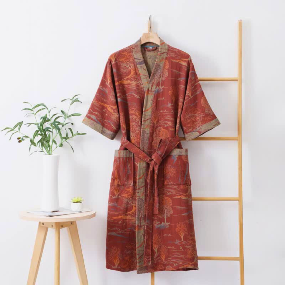 Kimono unisex con stampa giapponese – vestaglia leggera da casa