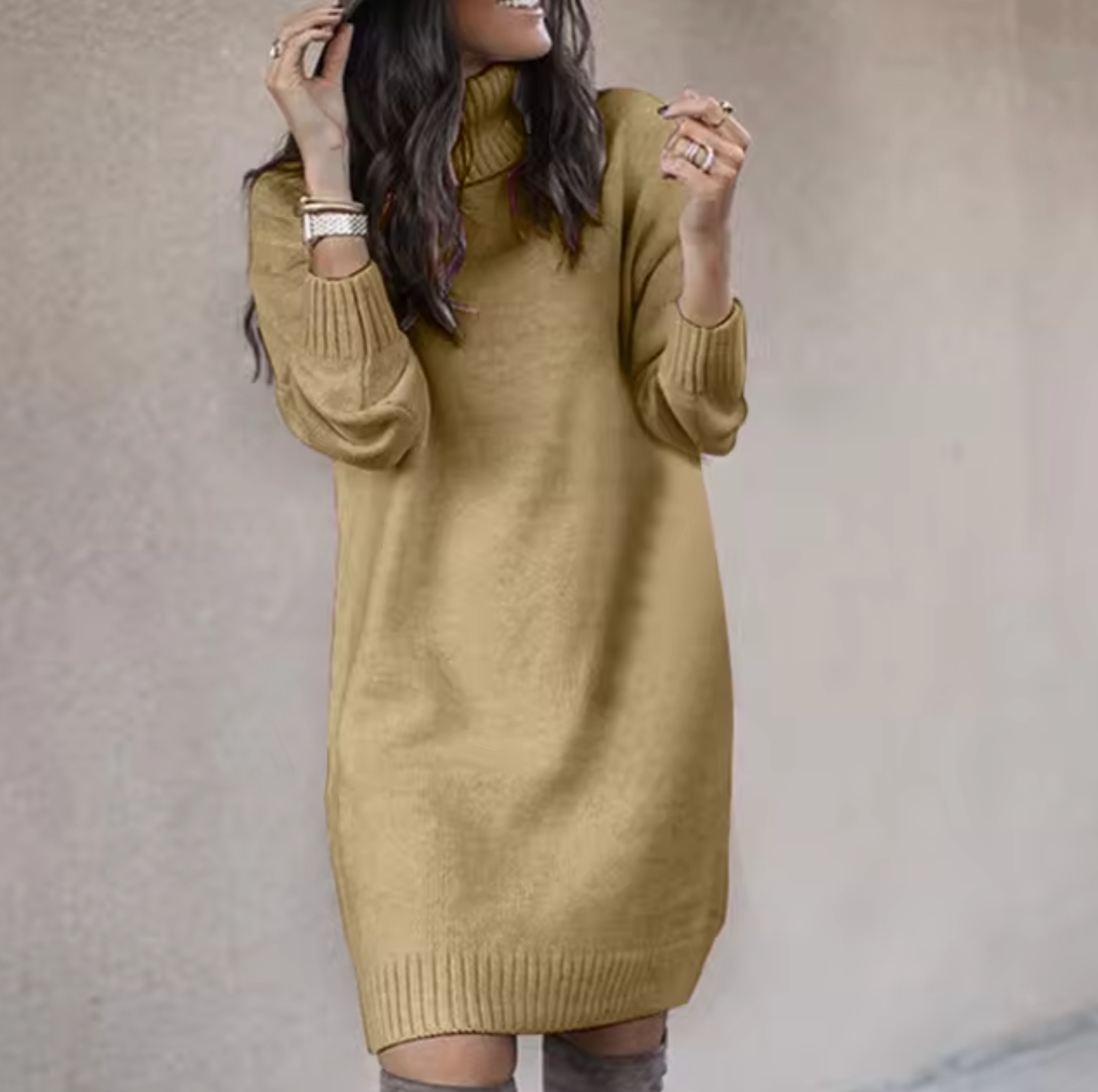 Abito maglione dolcevita da donna | Maniche lunghe