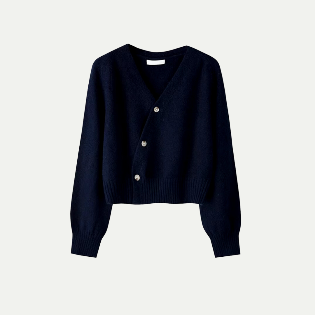 Cardigan da donna in lana premium con scollo a V - Maglia corta e comoda