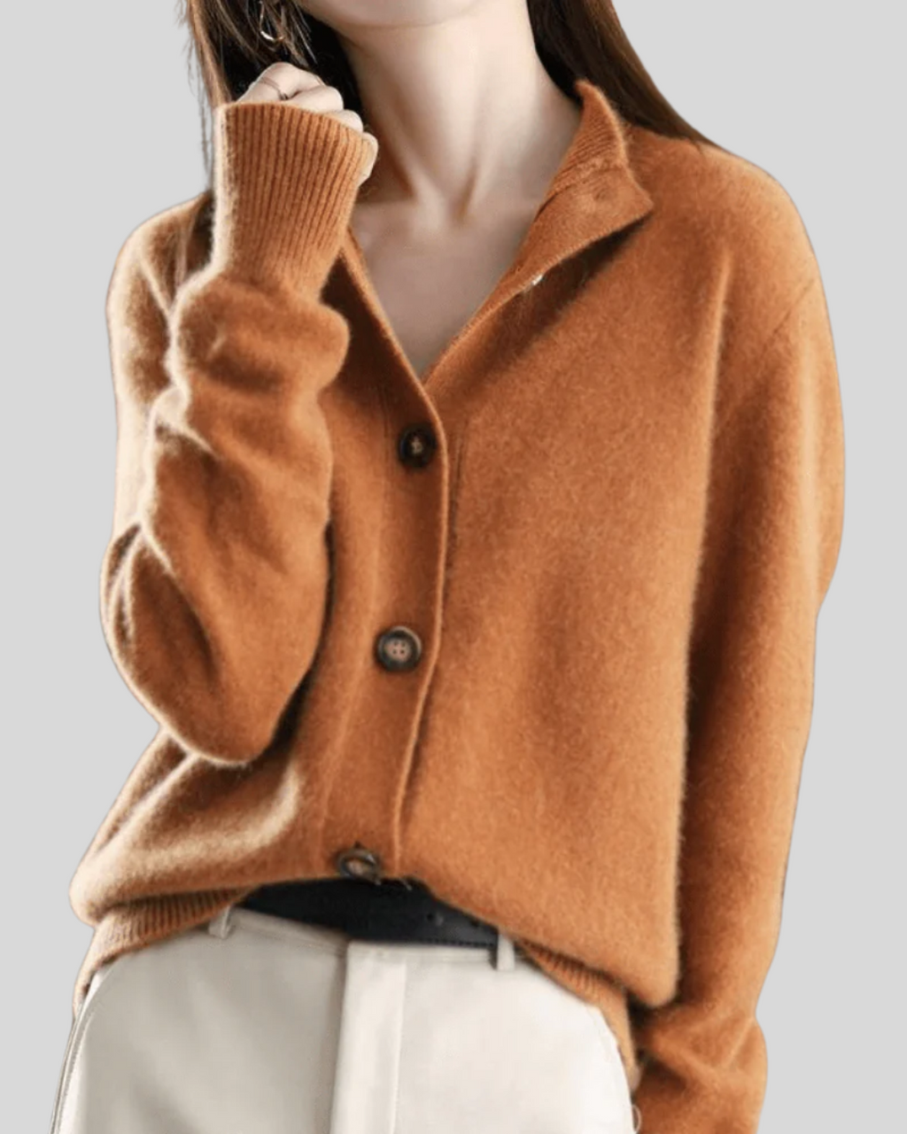 Cardigan da donna in misto lana – Maglia morbida con scollo a V e bottoni sul davanti