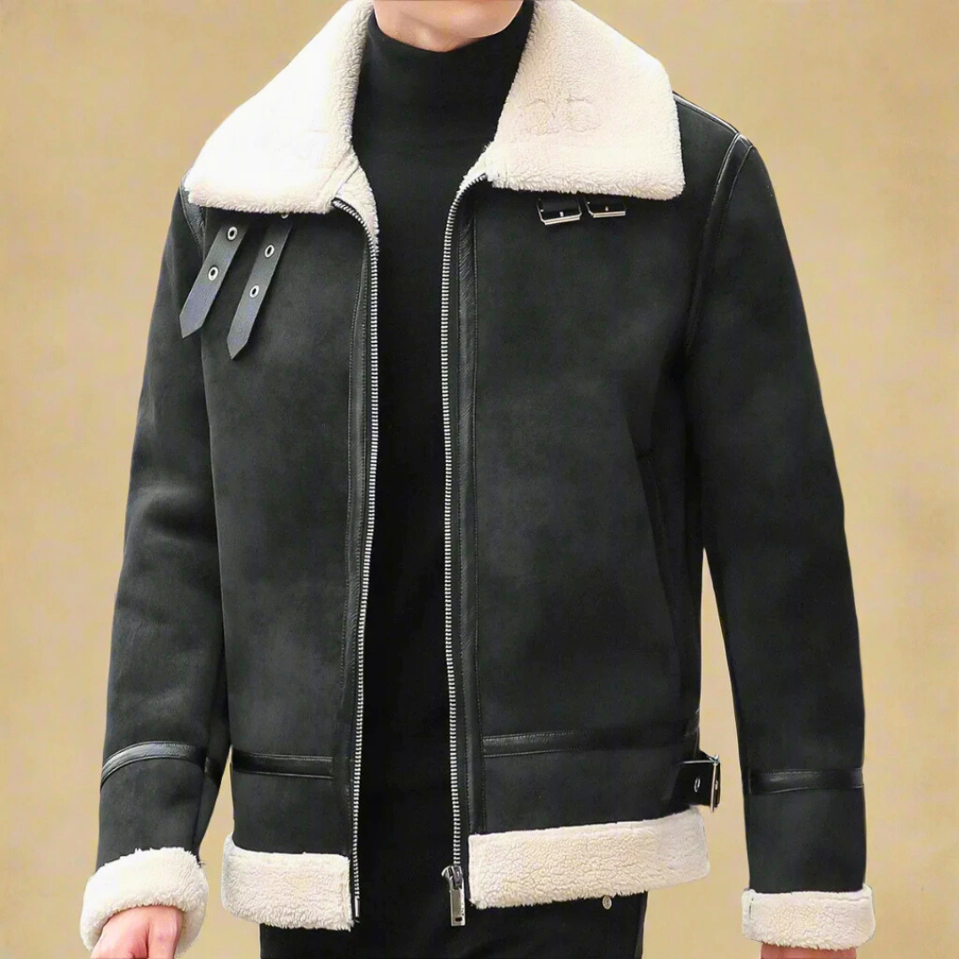Cappotto invernale da uomo in pelle scamosciata di alta qualità cintura - Cappotto caldo ed