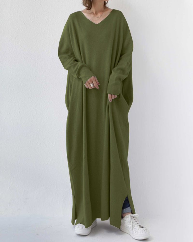 Abito Lungo Casual da Donna a Maniche Lunghe - Vestibilità Ampia