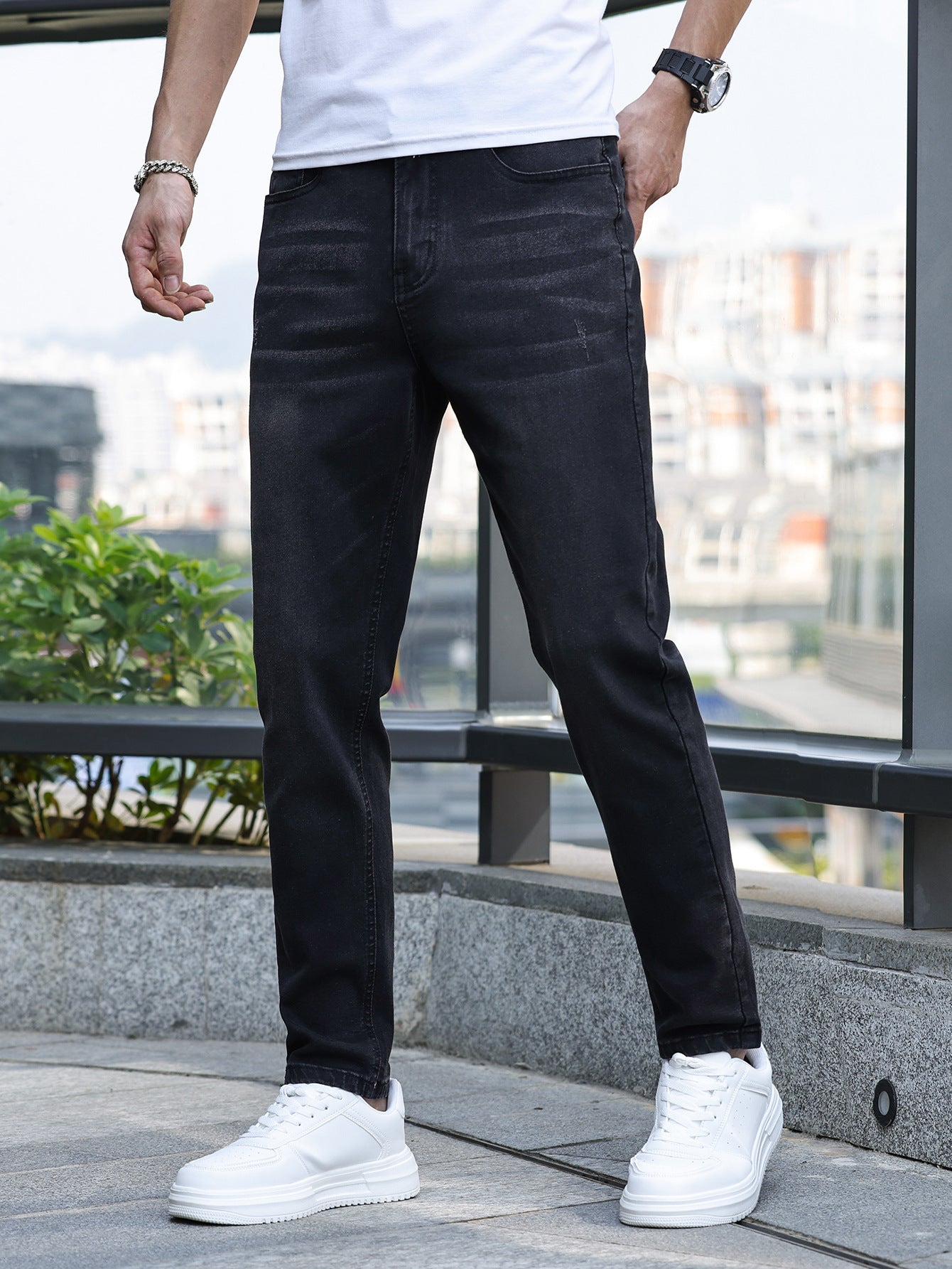 Jeans casual da uomo | Elasticizzati mediamente dal design classico | Pantaloni in denim