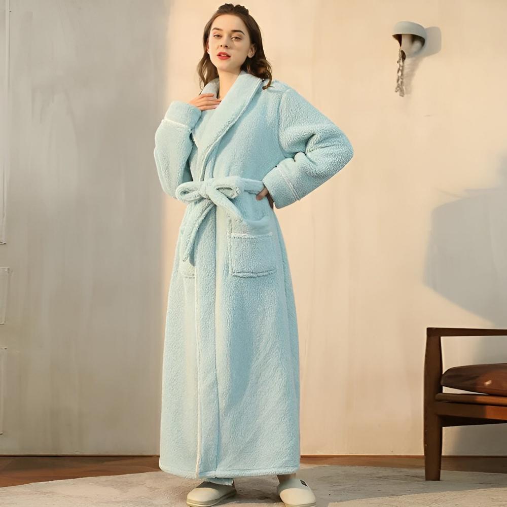 Accappatoio unisex Sherpa Comfort - Vestaglia in morbido e caldo pile con cintura e tasche, comodo abbigliamento invernale per uomo e donna