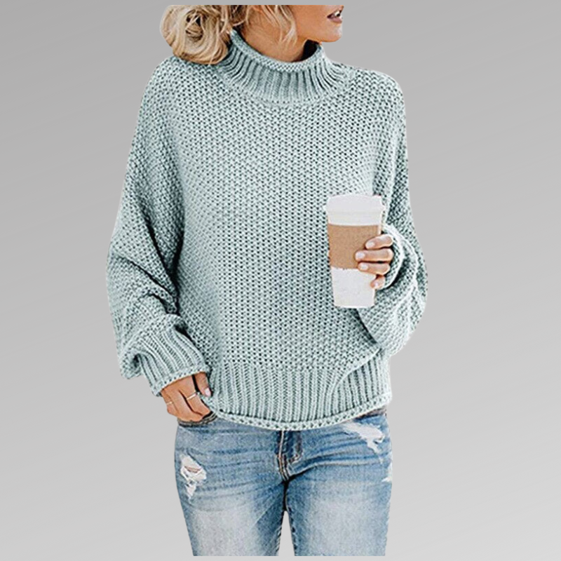 Maglione dolcevita oversize da donna in maglia - Pullover comodo e ampio