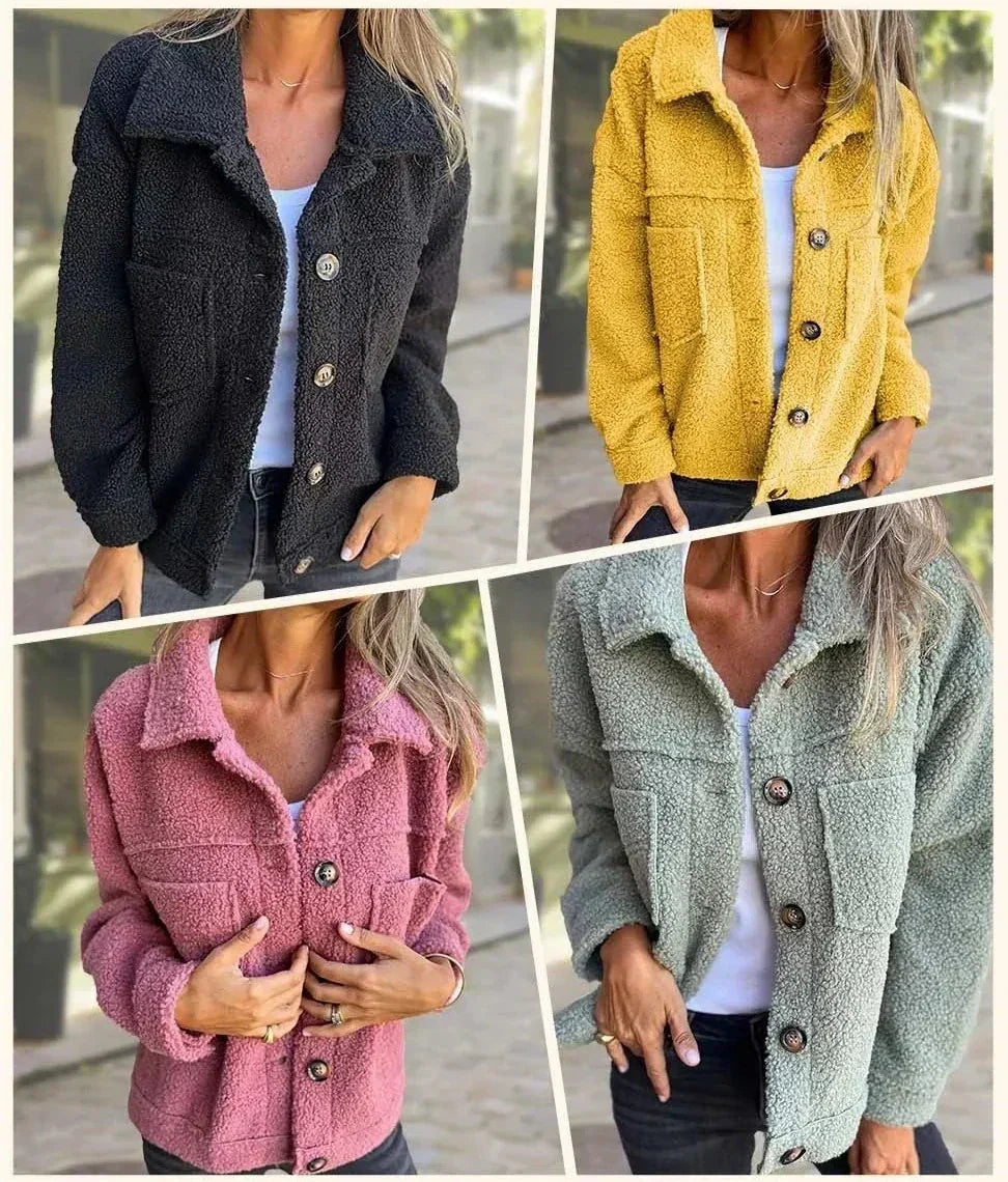 Giacca Elegante Corta in Lana con Revers da Donna - Accogliente