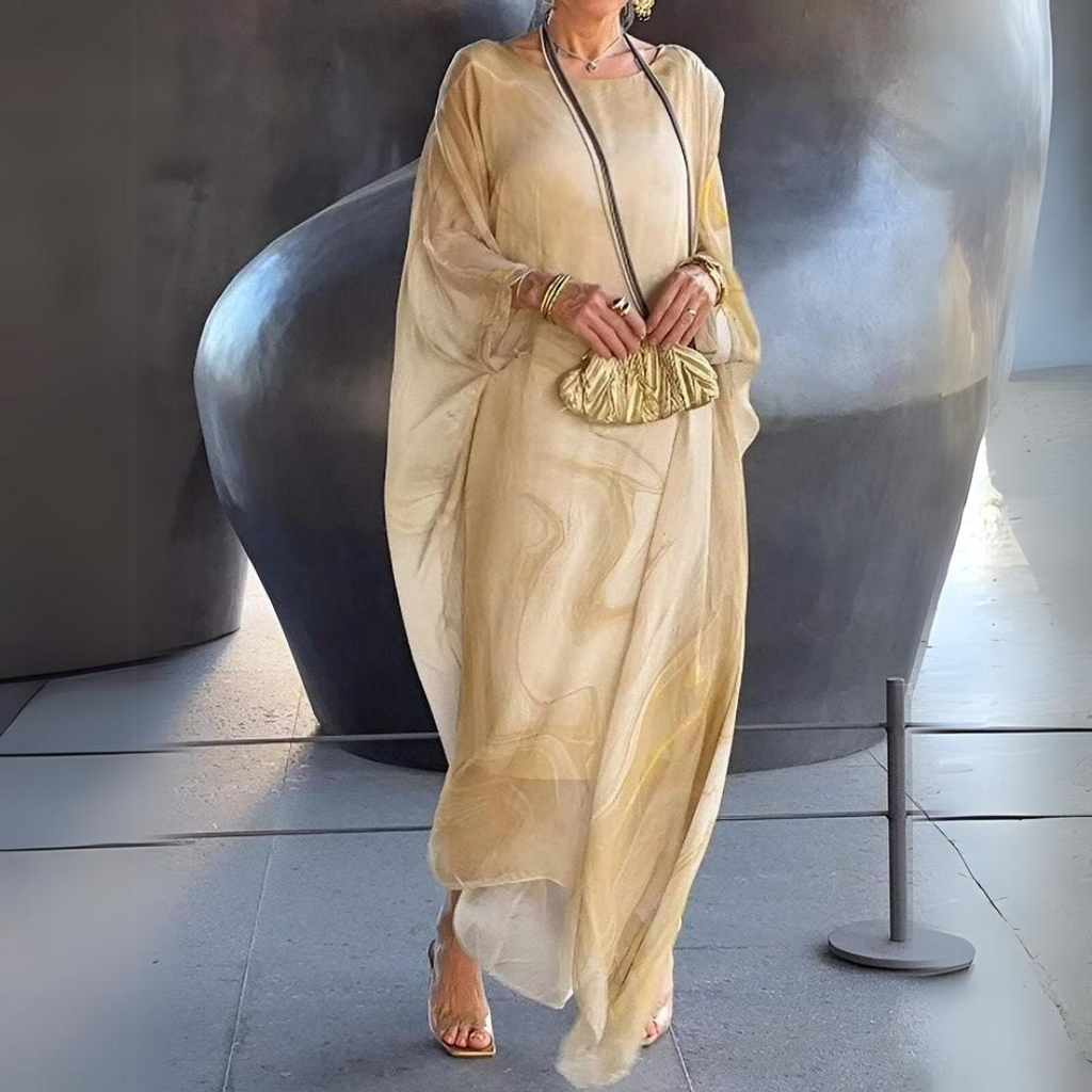 Elegante abito in seta e chiffon per donna