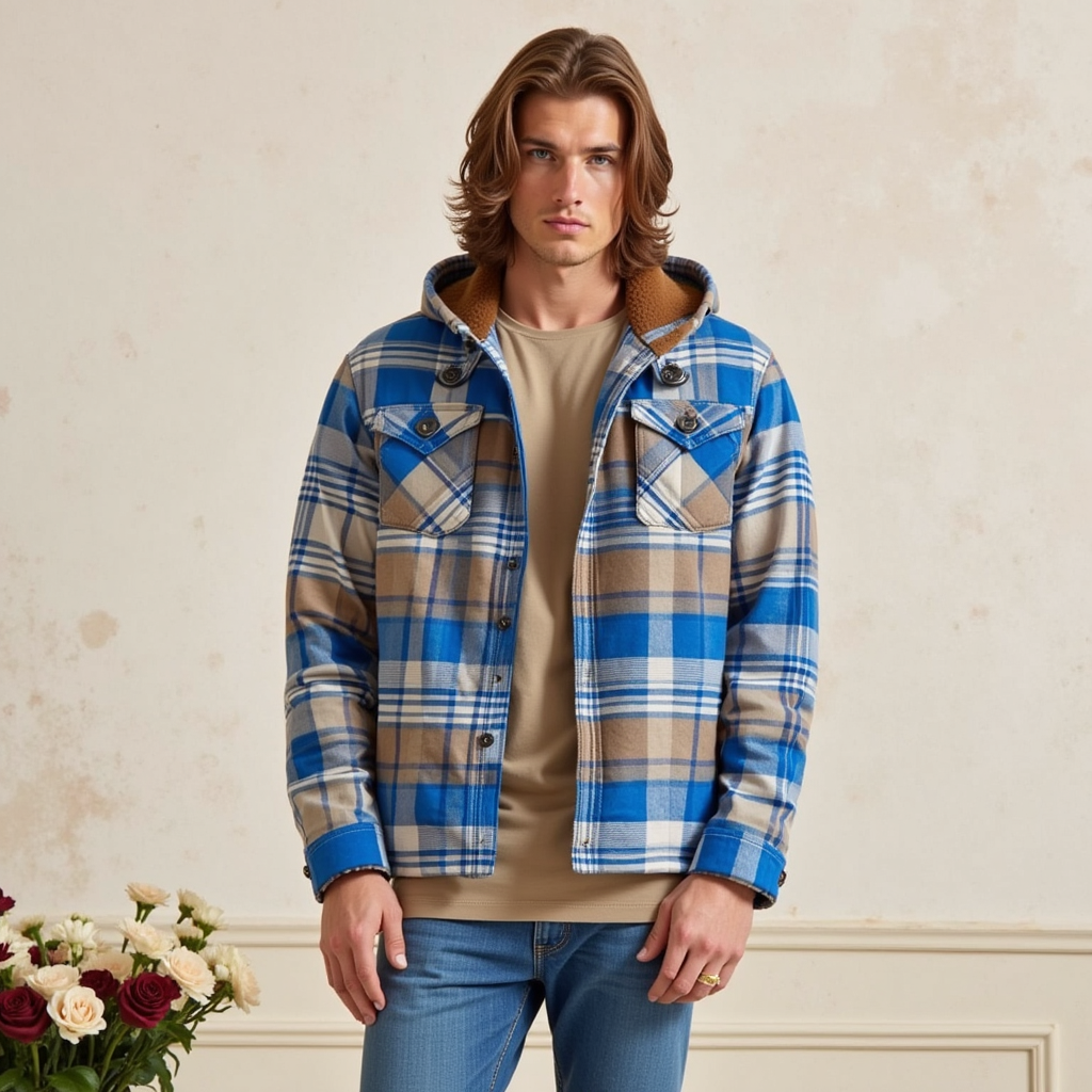 Giacca classica Premium da uomo con bottoni in flanella calda