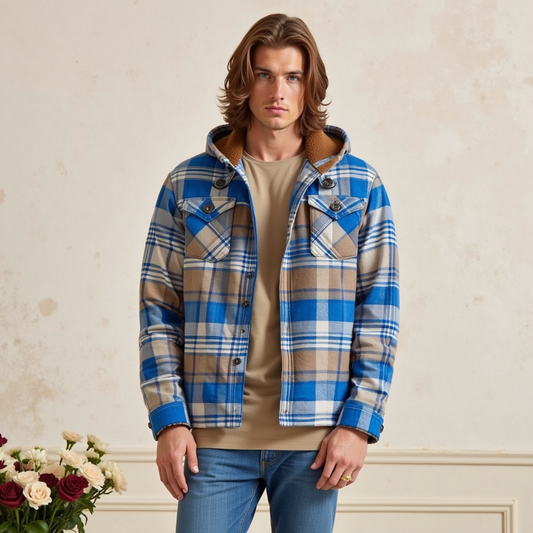 Giacca classica Premium da uomo con bottoni in flanella calda