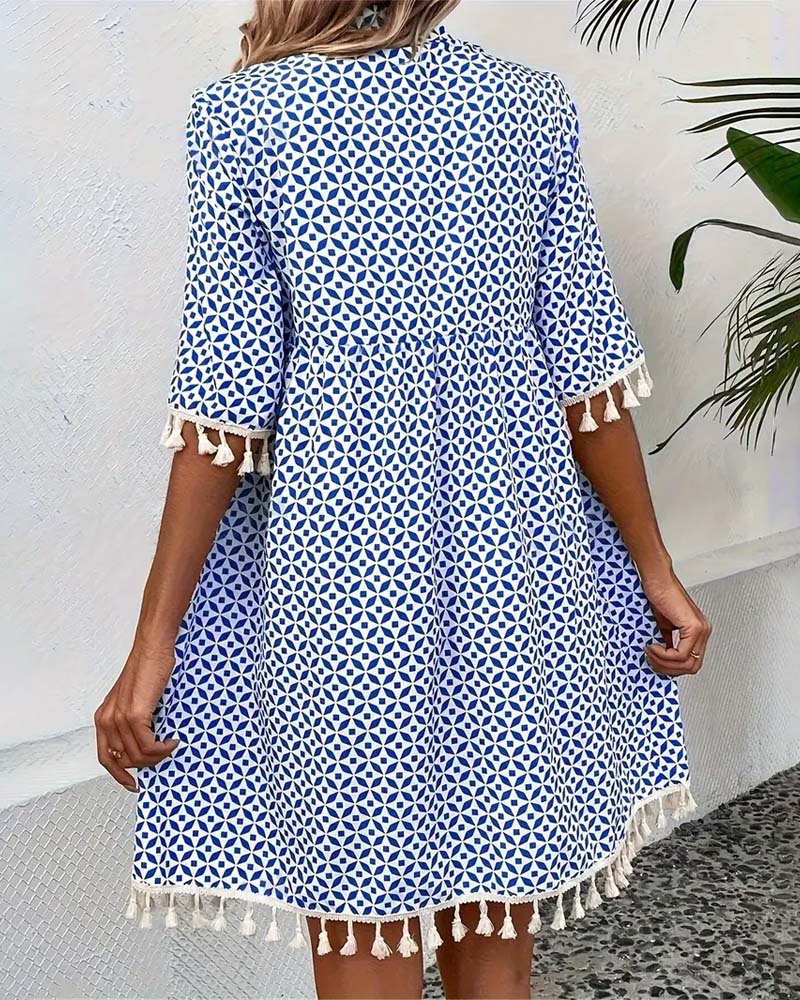 Abito da spiaggia corto a pois – vestito leggero donna con maniche corte