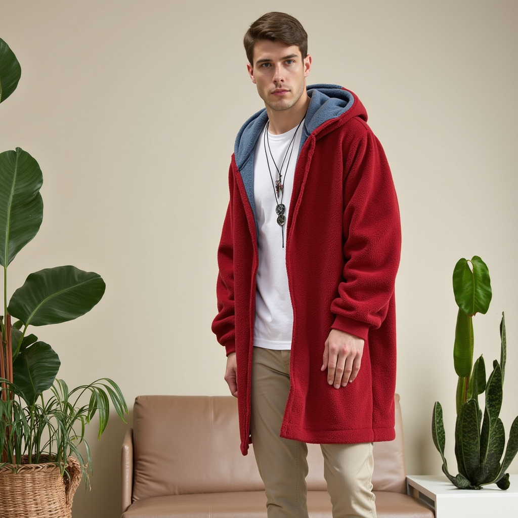 Premium herrejakke med hætte, behagelig og varm