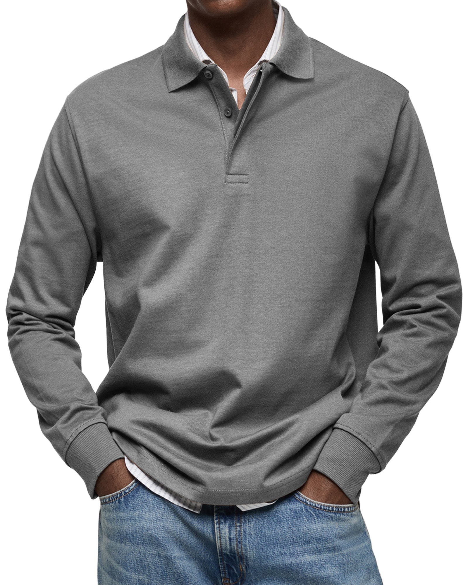 Polo casual a maniche lunghe da uomo