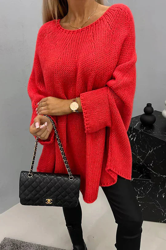 Maglione invernale oversize con scollo rotondo da donna