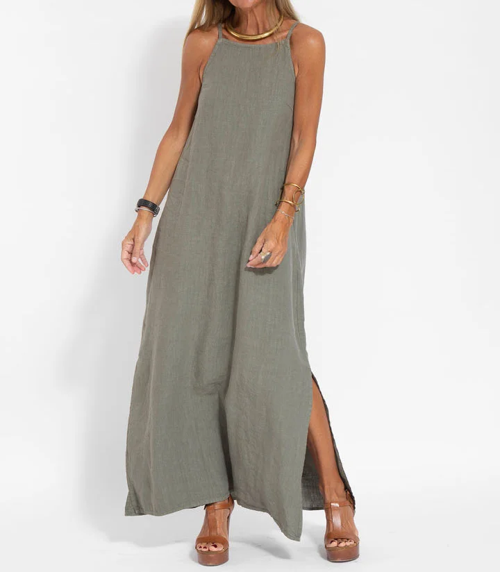 Vestito maxi da donna con scollo all’americana – stile casual chic
