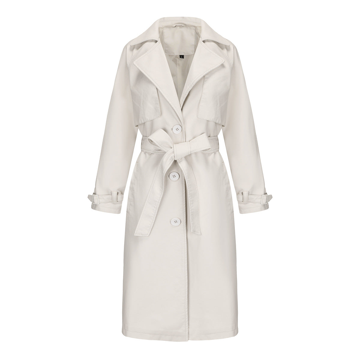Trench lungo elegante da donna di alta qualità – Cappotto con revers larghi e cintura