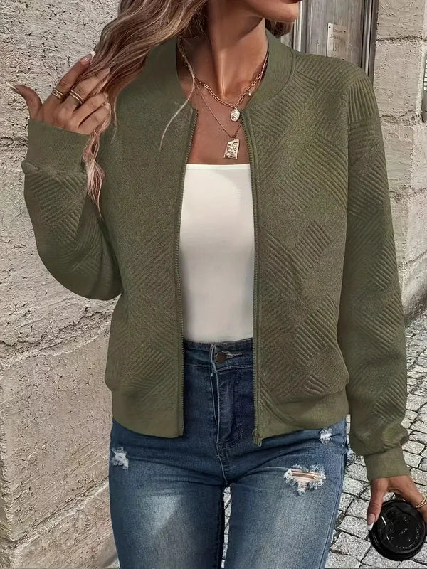 Elegante bomber da donna - Comoda giacca leggera con cerniera