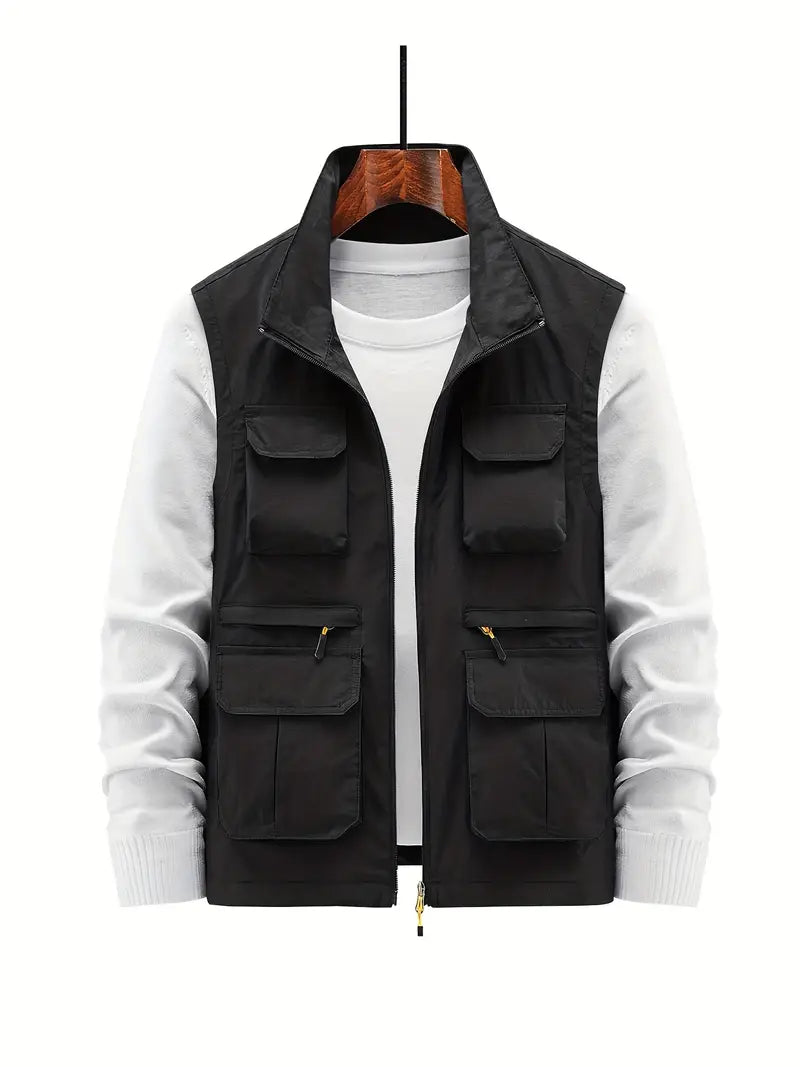 Gilet da uomo con zip multi-tasche