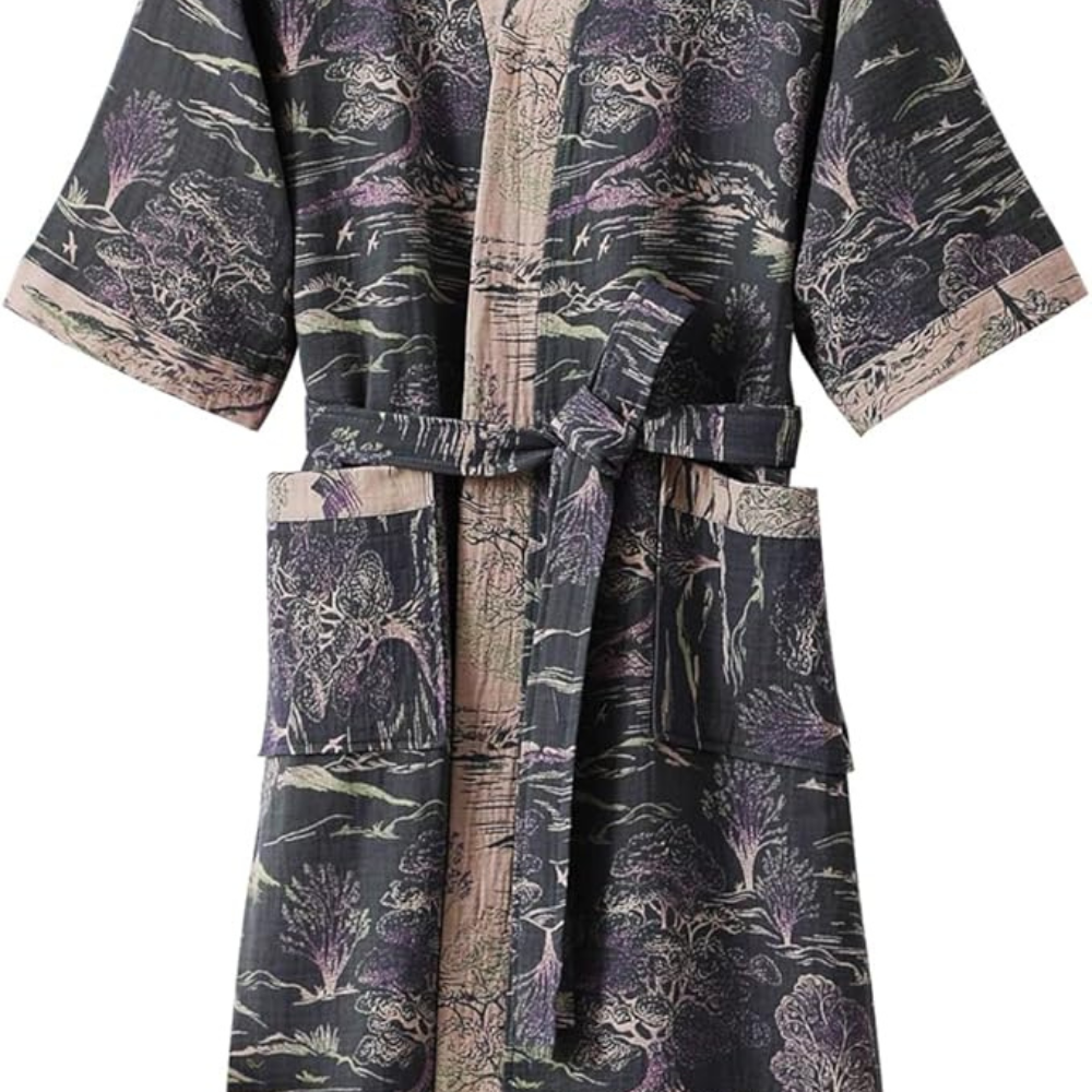 Kimono unisex con stampa giapponese – vestaglia leggera da casa