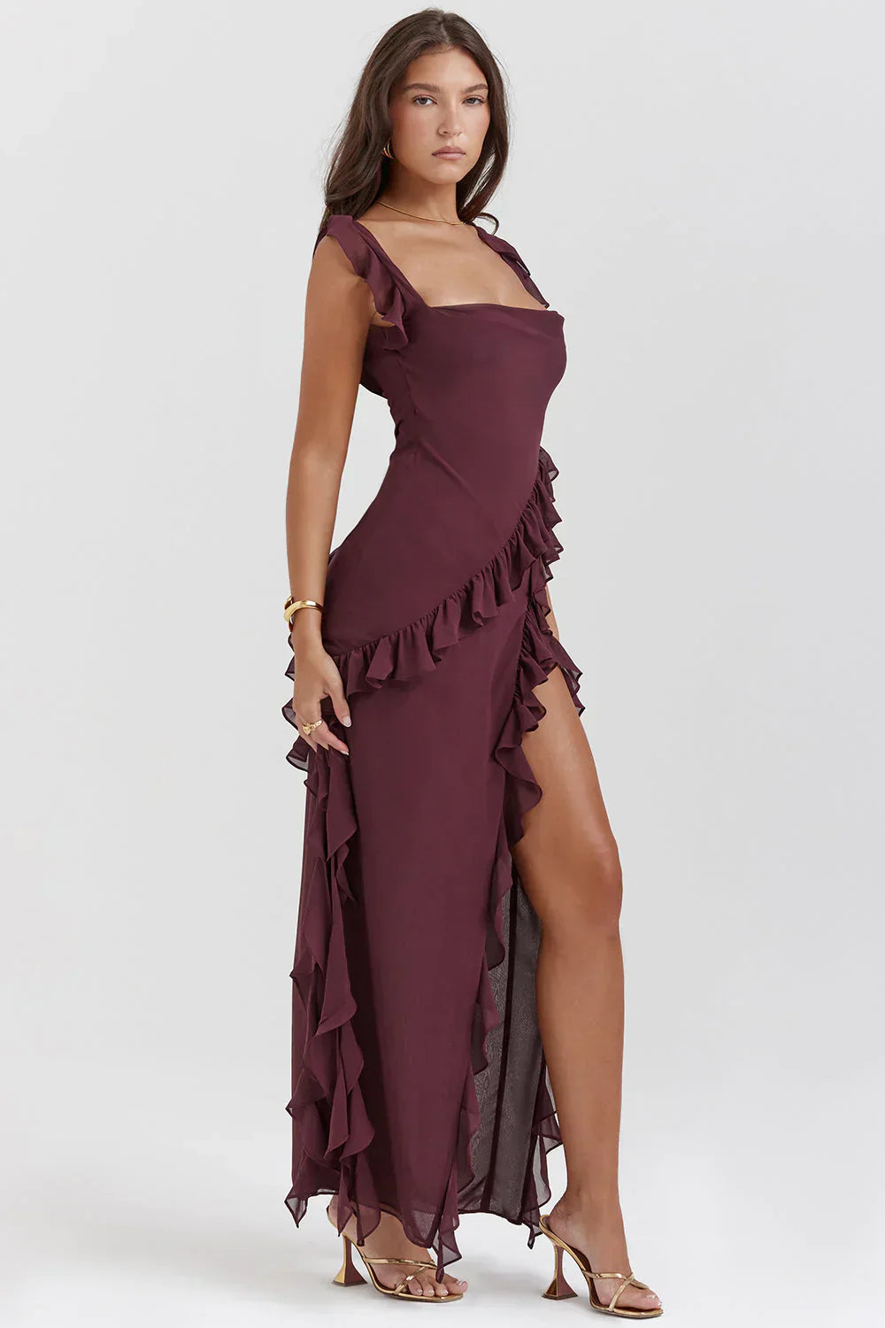 Maxi abito a fessura glamourous da donna