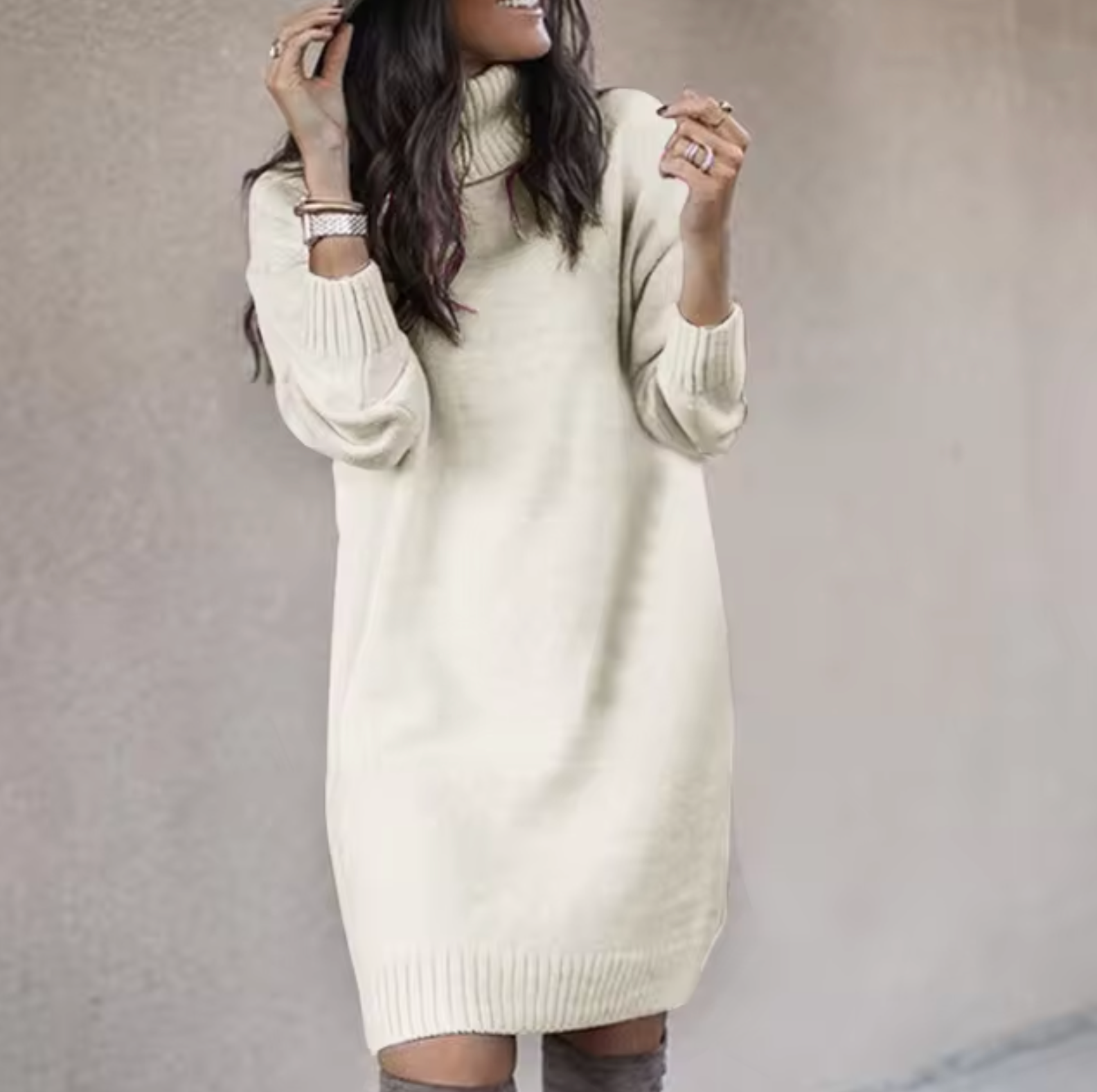 Abito maglione dolcevita da donna | Maniche lunghe