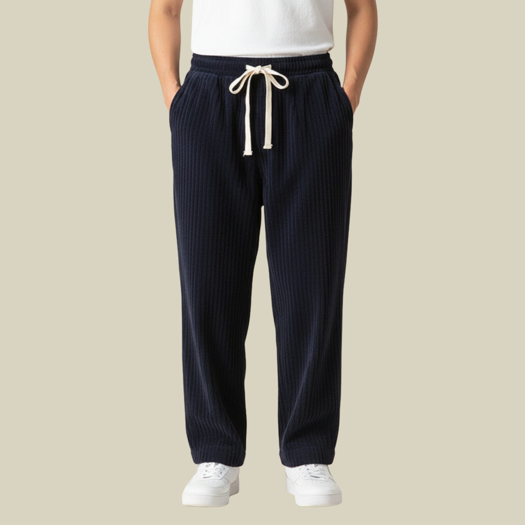 Pantaloni comodi in velluto a coste da uomo – Elastico in vita con tasche