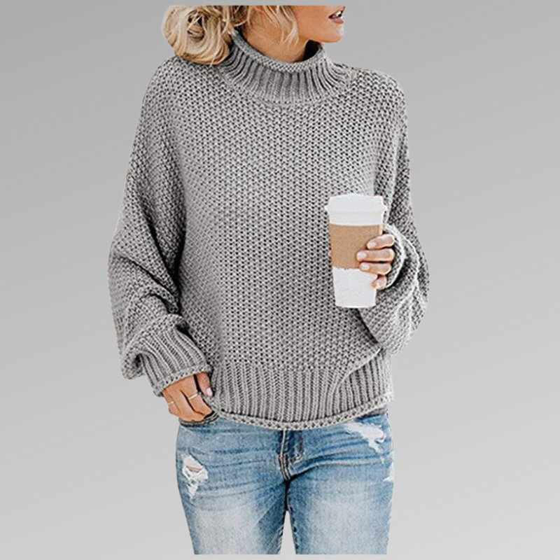 Maglione dolcevita oversize da donna in maglia - Pullover comodo e ampio