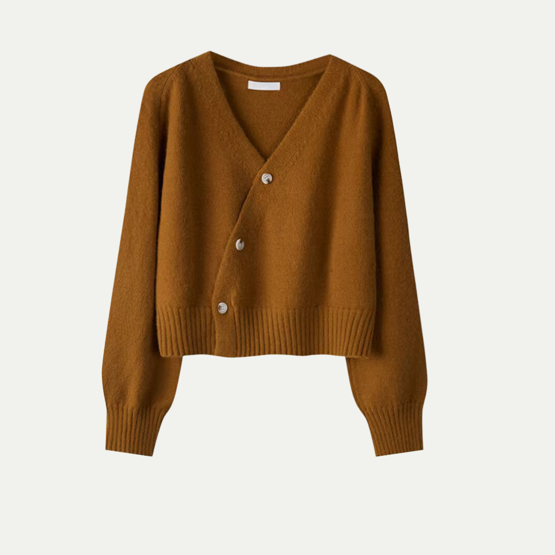Cardigan da donna in lana premium con scollo a V - Maglia corta e comoda