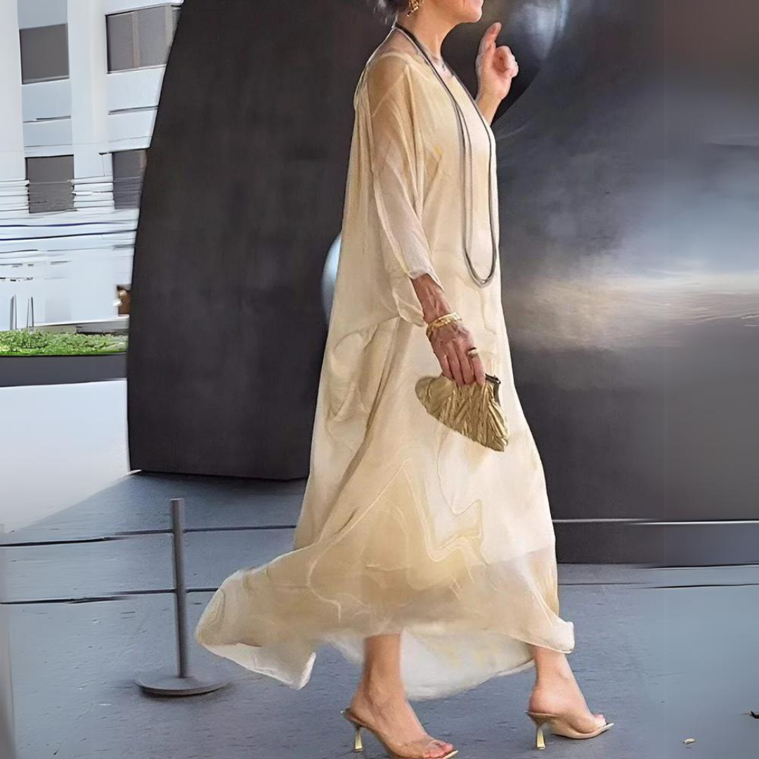 Elegante abito in seta e chiffon per donna