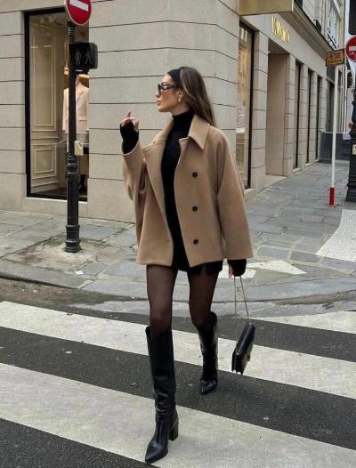 Cappotto oversize con bottoni da donna – Elegante giacca corta