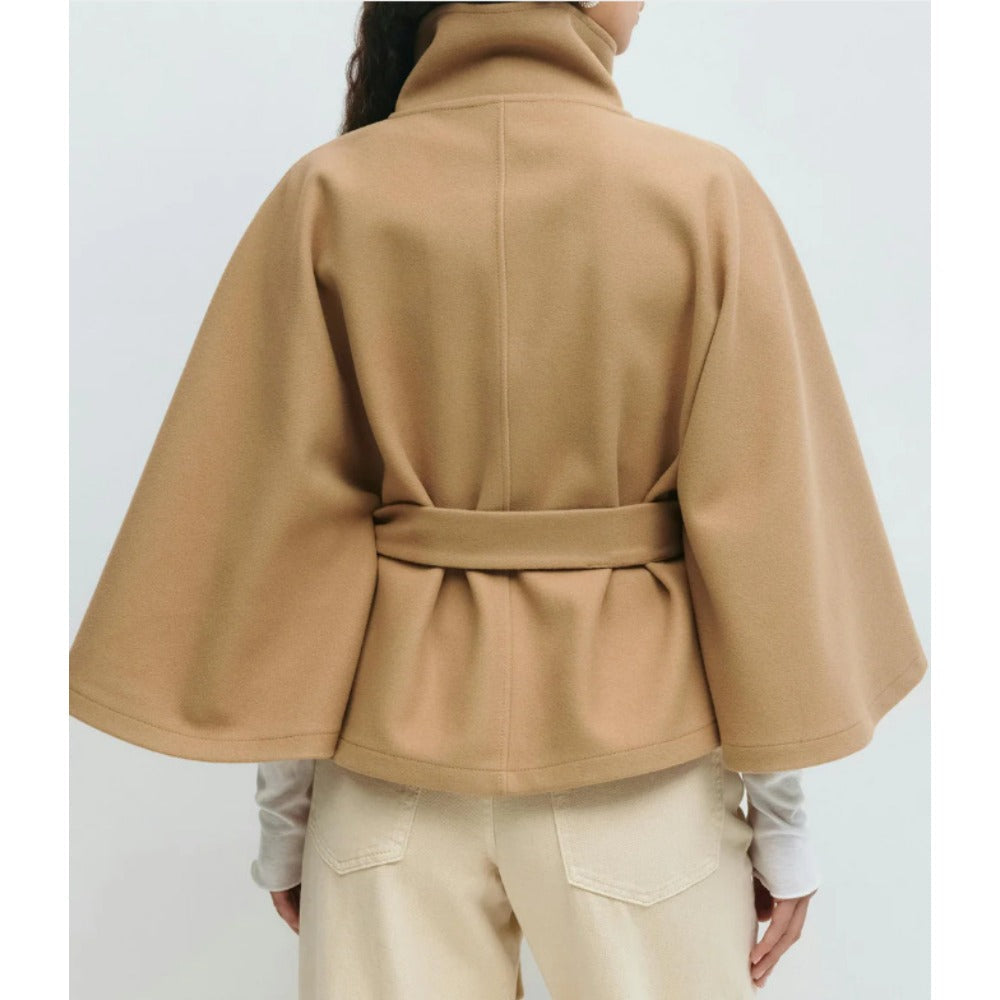 Cappotto a mantella con collo alto da donna - Cappotto invernale lussuoso elegante
