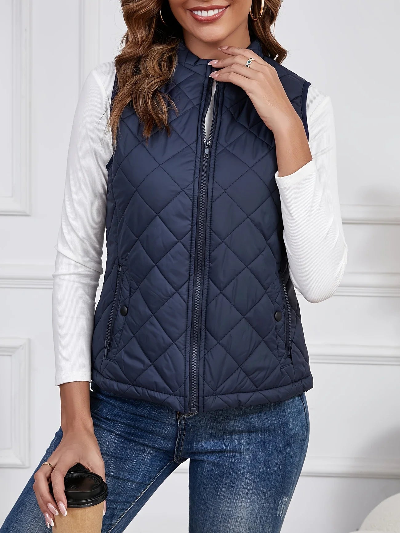 Gilet trapuntato senza maniche elegante da donna - Abbigliamento leggero per esterni