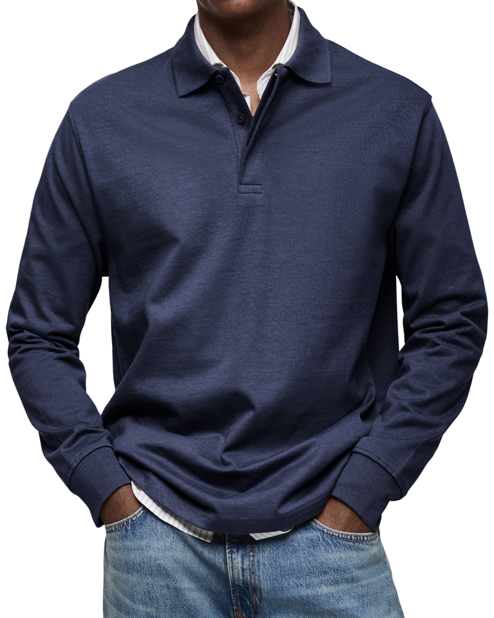 Polo casual a maniche lunghe da uomo
