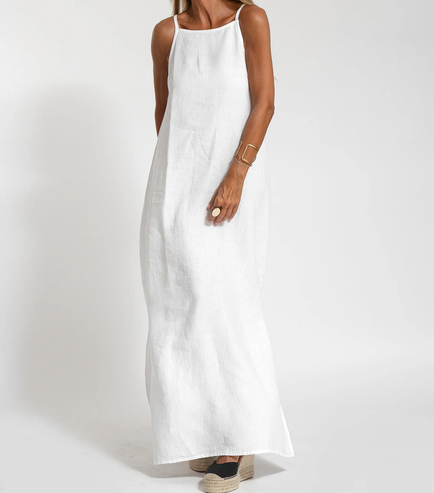 Vestito maxi da donna con scollo all’americana – stile casual chic