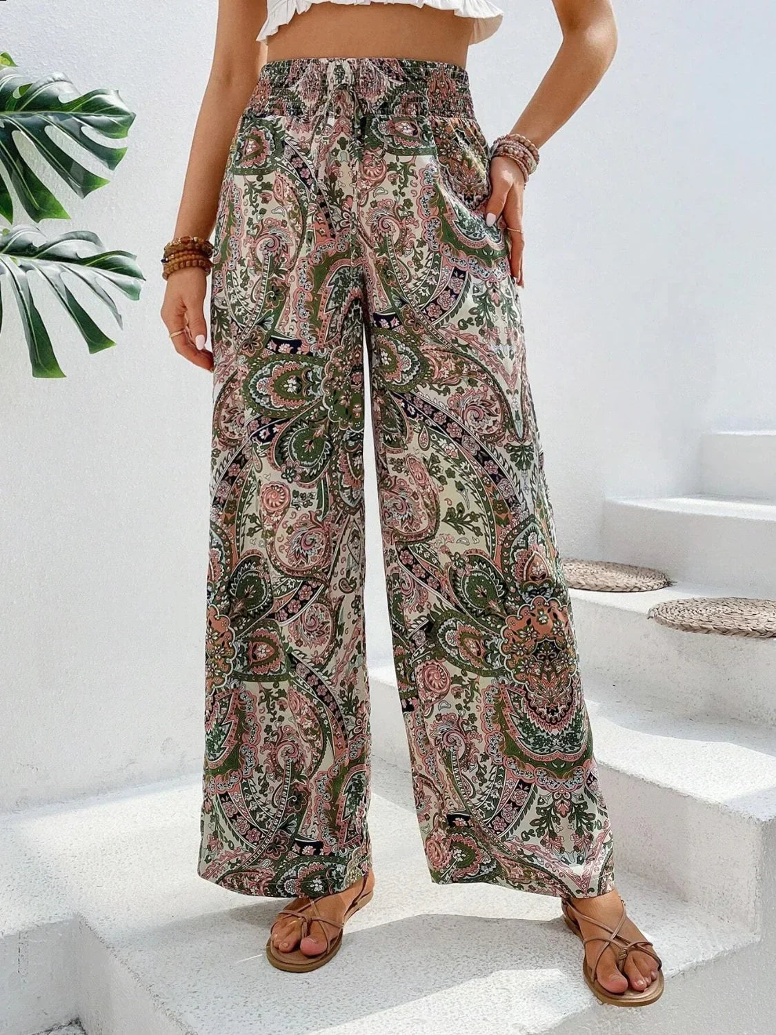 Pantaloni larghi stampati da donna