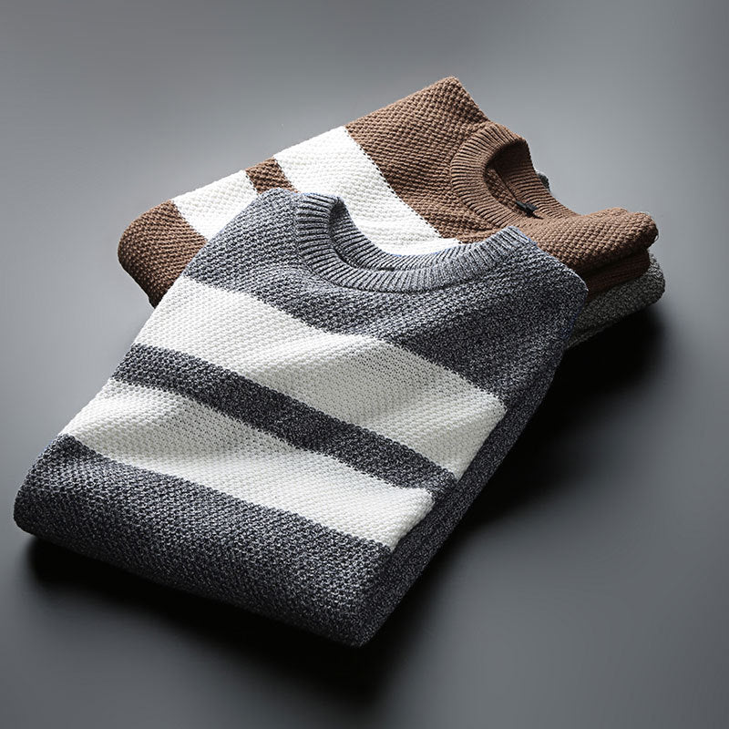 Maglione girocollo a righe da uomo - maglia comoda ed elegante