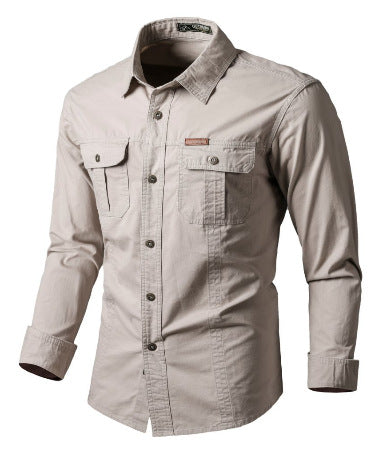 Camicia cargo a maniche lunghe premium da uomo – Abbigliamento da lavoro casual dalla vestibilità comoda