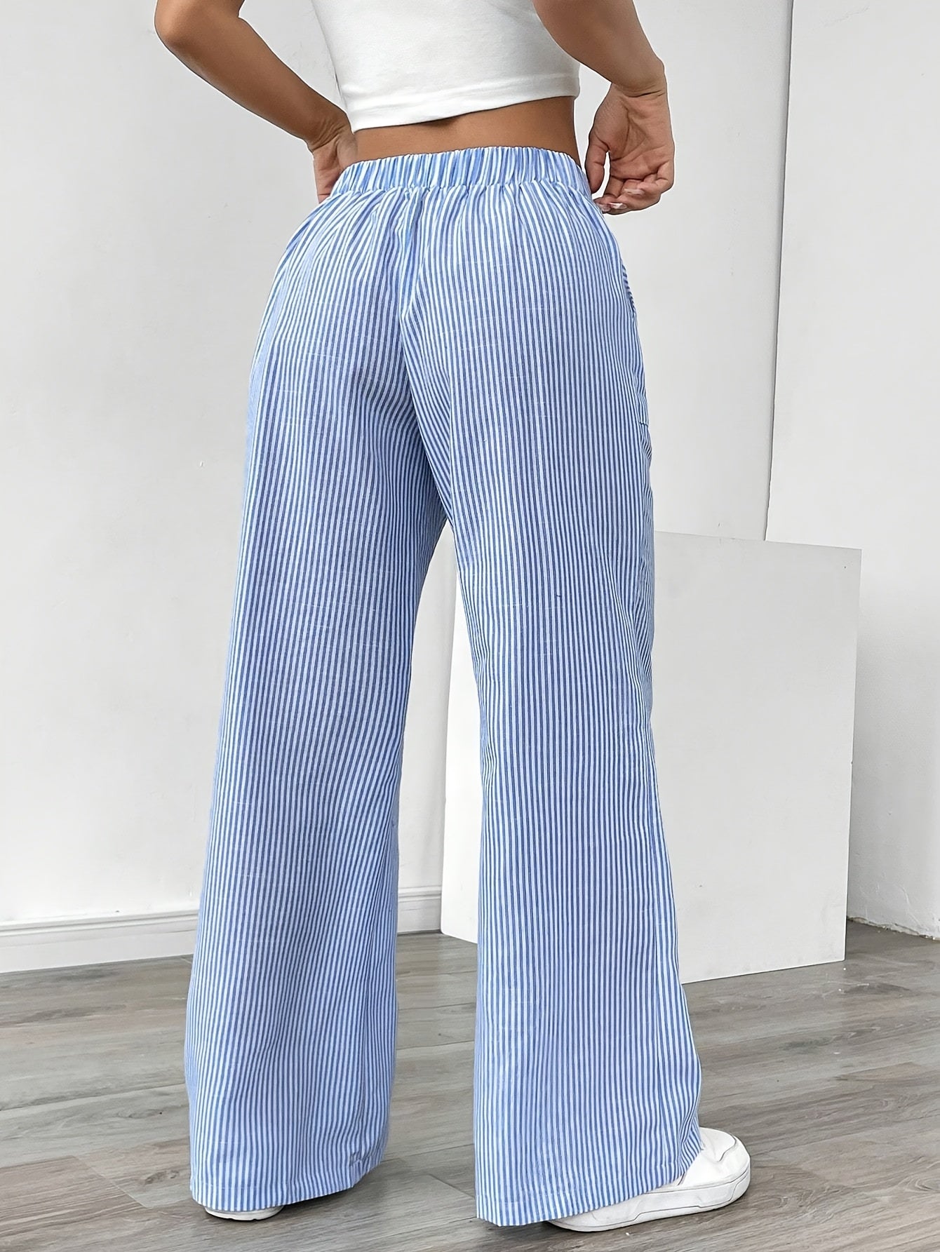 Pantaloni lounge a righe donna – vita alta e gamba larga