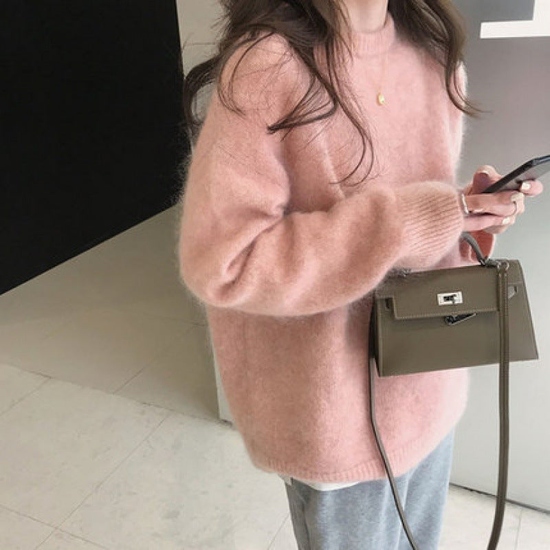 Lussuoso maglione oversize da donna – Maglione ampio in misto mohair