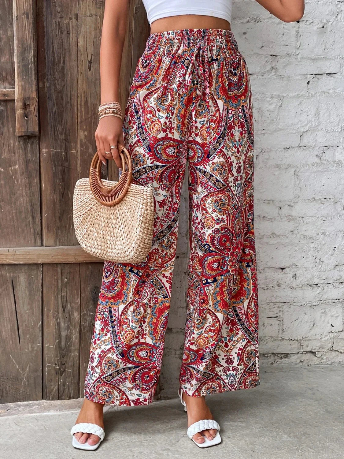 Pantaloni larghi stampati da donna
