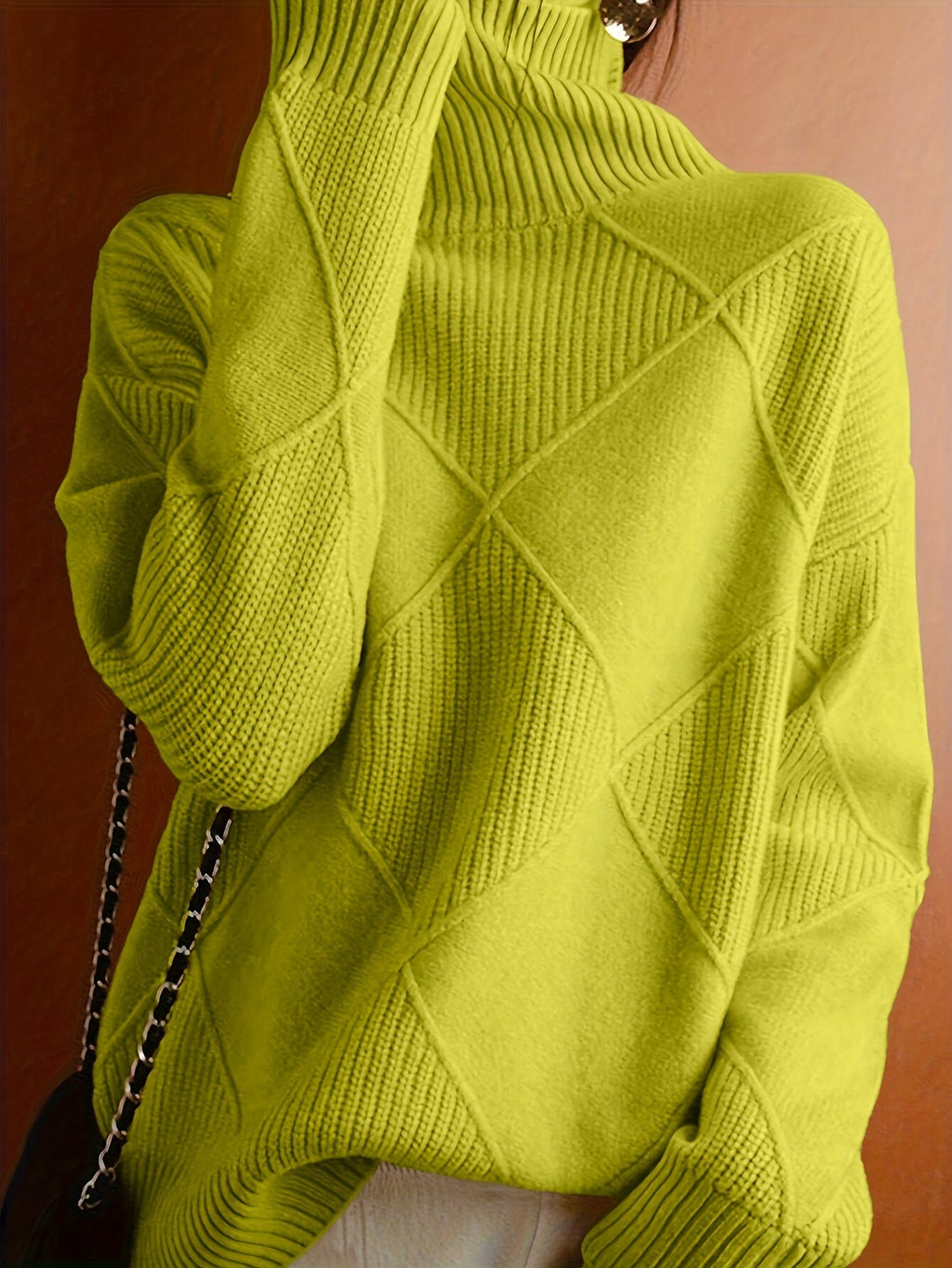 Maglione da donna lavorato a maglia con collo alto