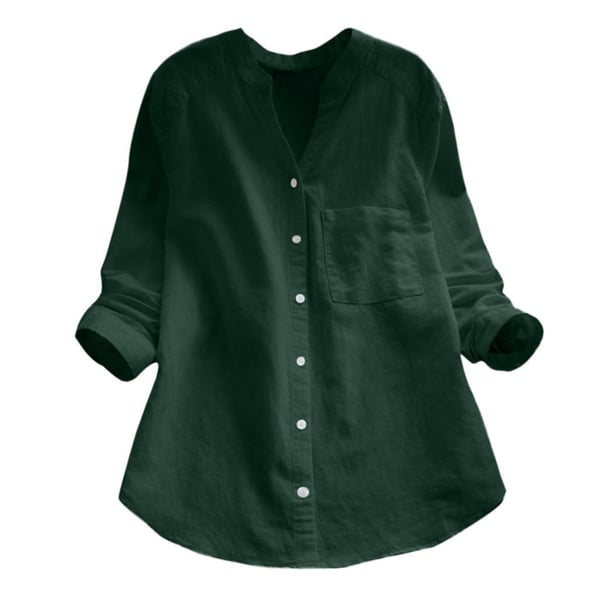 Camicia Donna Bianca Scollo A V – Cotone, Maniche Lunghe