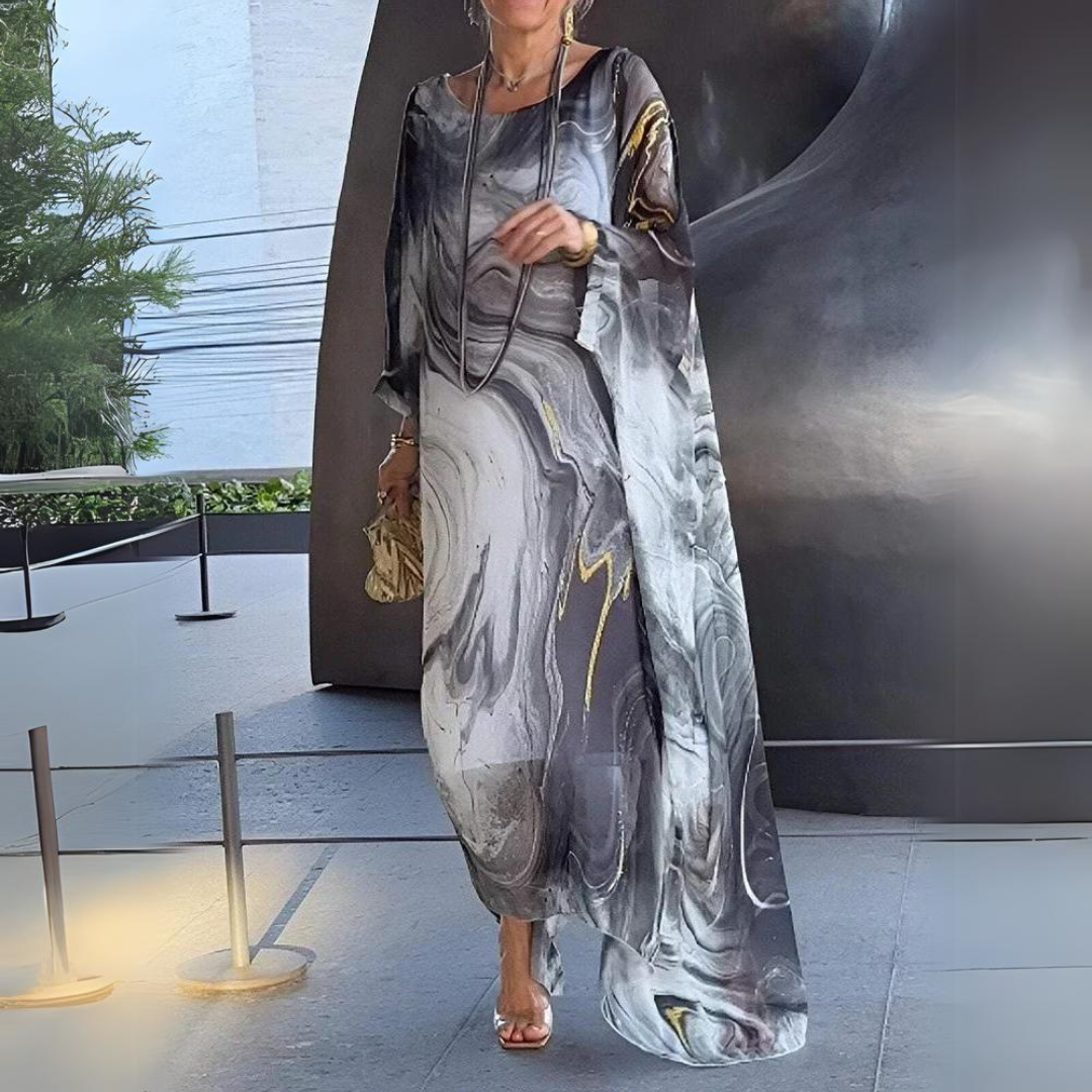 Elegante abito in seta e chiffon per donna